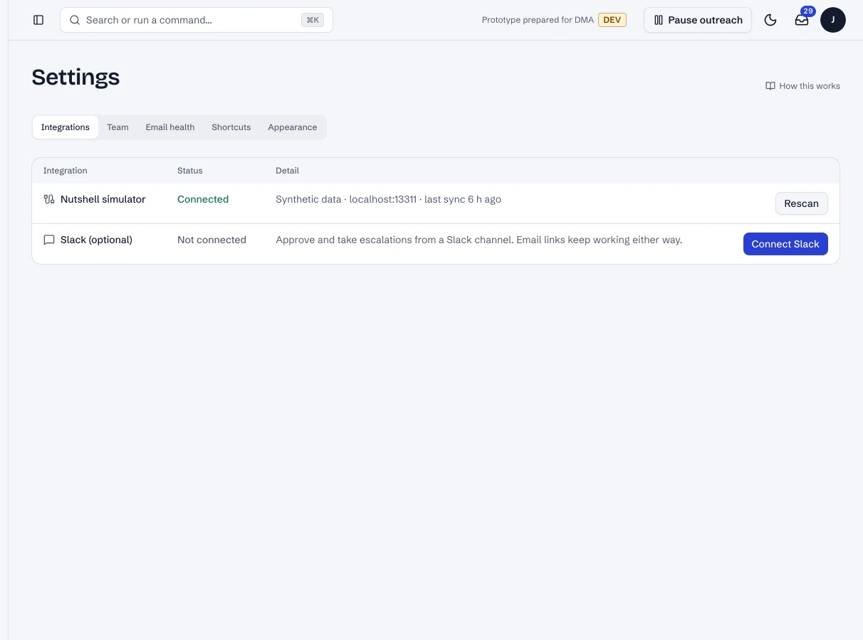 Settings → Integrations.